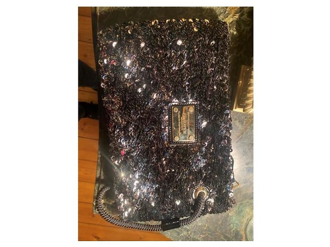 Clutch Louis Vuitton Rococo con paillettes nero oro - vista 6
