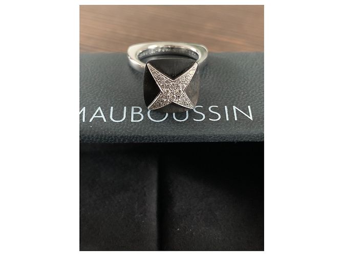 Anello Mauboussin String Star Oro Bianco Ebano e Diamanti Nero - vista 2