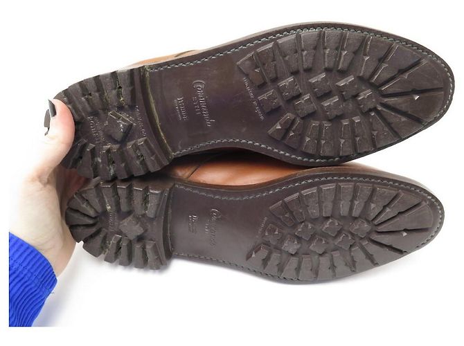Hermès Scarpe Hermes 42 DERBY DA GOLF DA UOMO IN PELLE BICOLORE ORO E BIANCO - vista 3
