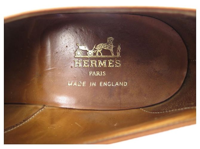 Hermès Scarpe Hermes 42 DERBY DA GOLF DA UOMO IN PELLE BICOLORE ORO E BIANCO - vista 7