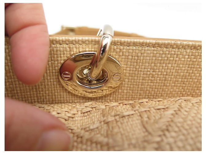 NUOVA BORSA A MANO DIOR LADY D-JOY BORSA A TRACOLLA IN RAFFIA E PELLE BEIGE - vista 13