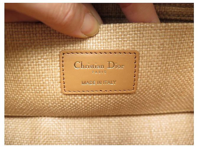 NUOVA BORSA A MANO DIOR LADY D-JOY BORSA A TRACOLLA IN RAFFIA E PELLE BEIGE - vista 15