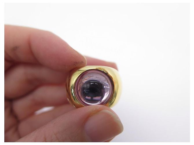 ANELLO LALIQUE CHEVALIERE CABOCHON T51 ANELLO IN CRISTALLO PLACCATO ORO GIALLO E ROSA - vista 5