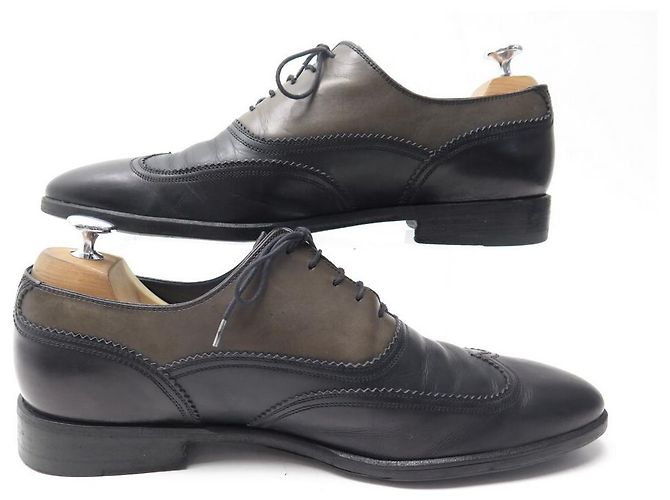 SCARPE LOUIS VUITTON OXFORD 8.5 42.5 IN PELLE BICOLORE NERO E MARRONE - vista 2