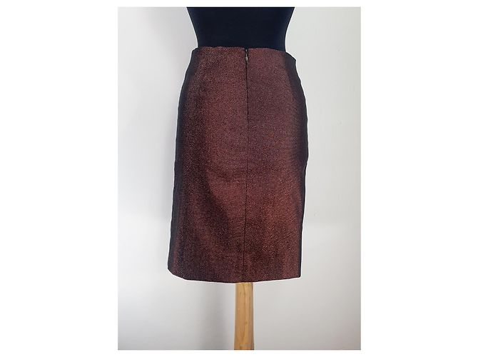 Falda Theory Marrón con Hilos Brillantes XS/S Castaño - vista 3