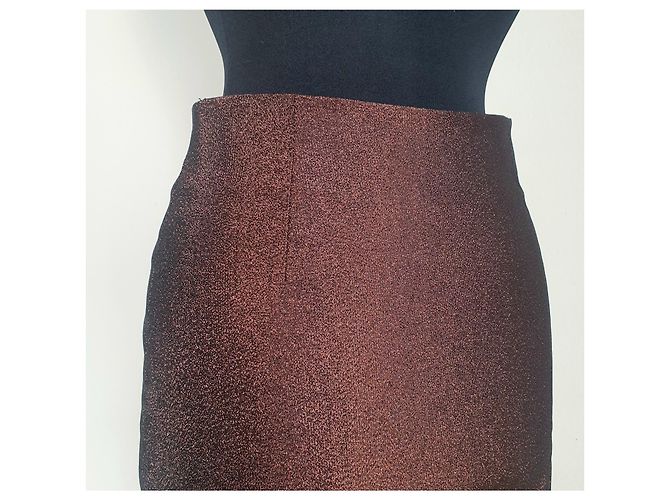 Falda Theory Marrón con Hilos Brillantes XS/S Castaño - vista 4