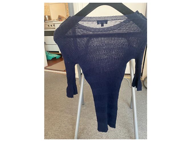 Top Chanel de lana azul marino - vista 2