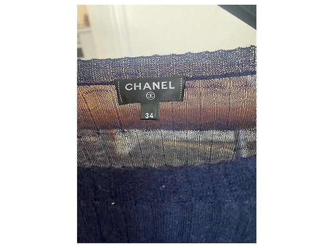 Top Chanel de lana azul marino - vista 3