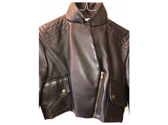Carven Cropped Lederjacke Schwarz - Ansicht 2