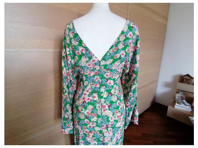 Zara Langes Kleid mit Blumenmuster aus Viskose Mehrfarben - Ansicht 4