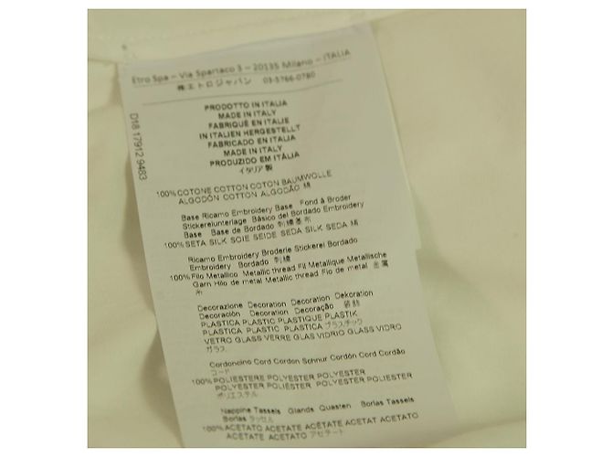 Decote de pérolas e miçangas de algodão branco ETRO, Blusa de borlas túnica tamanho superior 38 - vista 4
