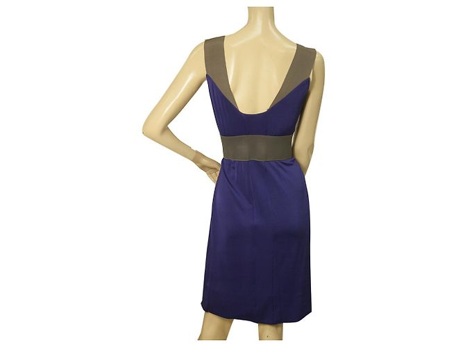 Vestido sem mangas Philosophy di Alberta Ferretti Azul drapeado com cinto e decote em V 42 - vista 2