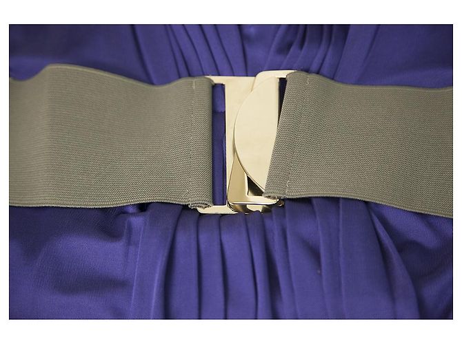 Vestido sem mangas Philosophy di Alberta Ferretti Azul drapeado com cinto e decote em V 42 - vista 5