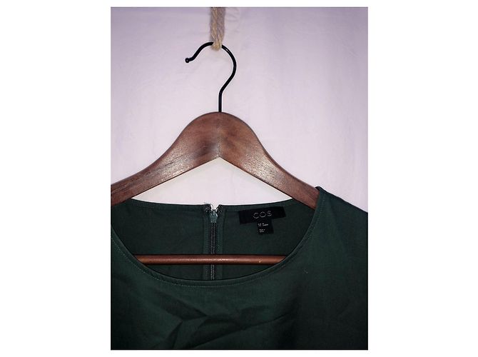 Vestido Cos Verde Oscuro de Algodón con Bolsillos - vista 3
