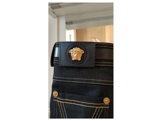 Botas Versace Tribute en denim negro - vista 2