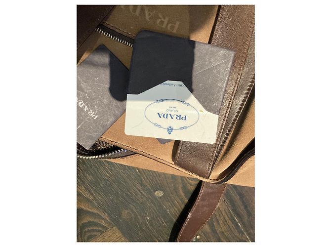 Borsa tote Prada in pelle scamosciata beige - vista 5