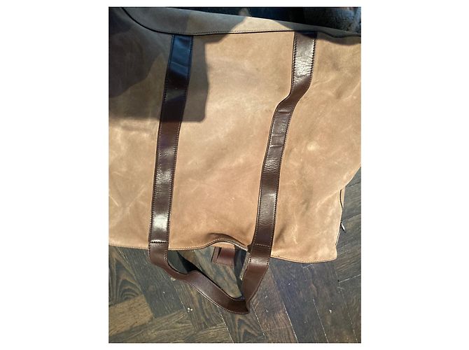 Borsa tote Prada in pelle scamosciata beige - vista 8