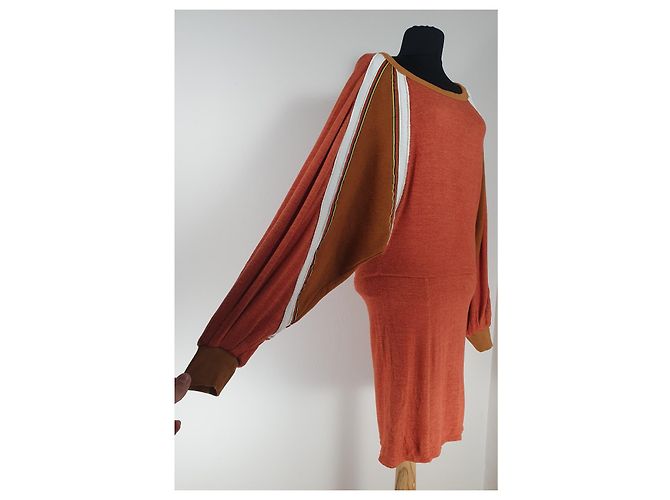 Free People Kleid Orange mit Oversize Ärmeln Mehrfarben - Ansicht 2