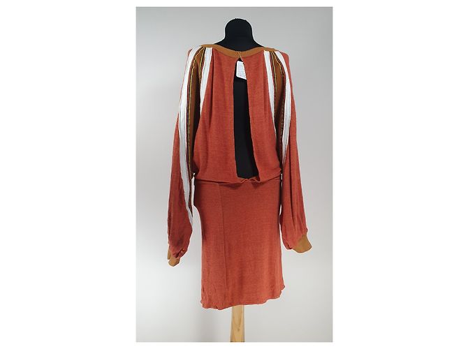 Free People Kleid Orange mit Oversize Ärmeln Mehrfarben - Ansicht 4