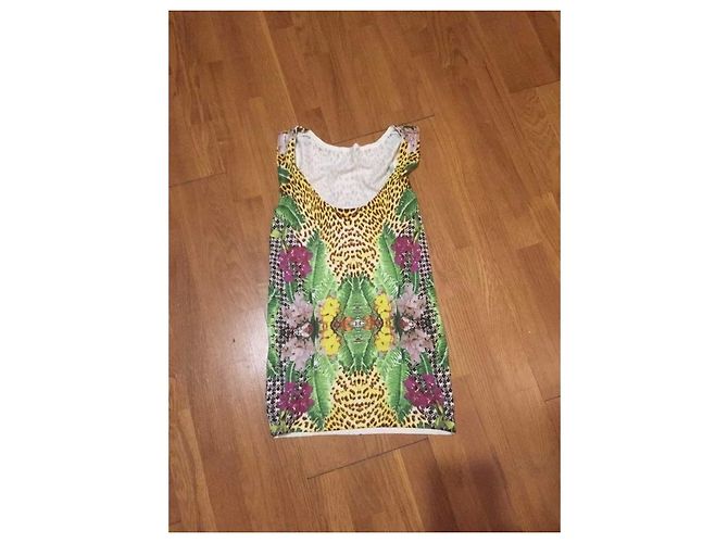 Autre Marque Tanktop und Weste mit Silbernen Druckknöpfen Tierprint Blumenprint Mehrfarben - Ansicht 3
