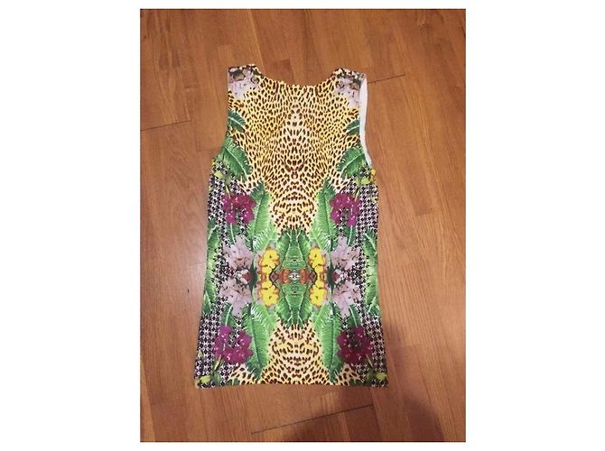Autre Marque Tanktop und Weste mit Silbernen Druckknöpfen Tierprint Blumenprint Mehrfarben - Ansicht 4