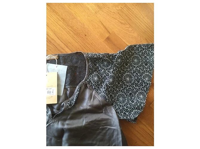Vestido John Galliano de seda gris con encaje - vista 2