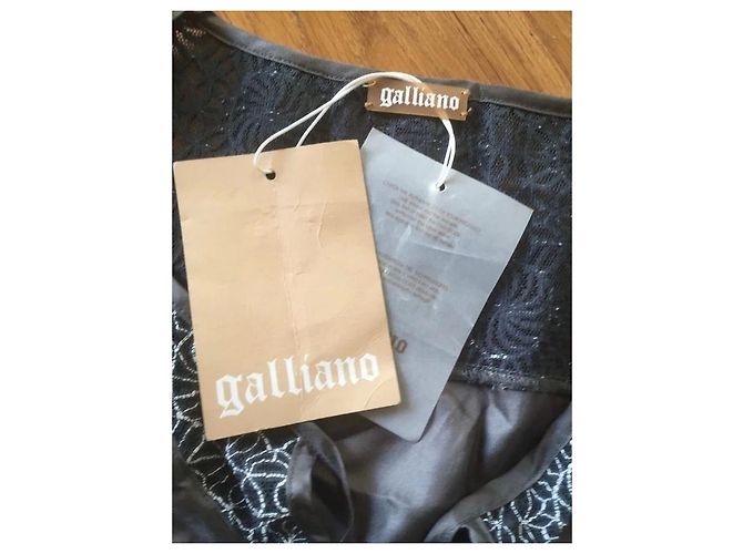 Vestido John Galliano de seda gris con encaje - vista 3