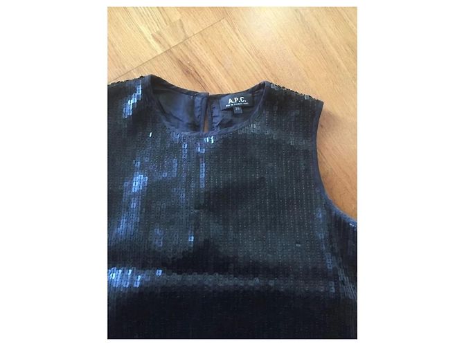 Vestido Apc de algodón negro con lentejuelas - vista 2