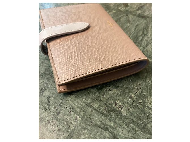Portafoglio Céline Medium Strap Taupe e Celeste in Pelle Beige - vista 11