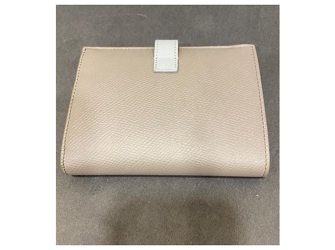 Portafoglio Céline Medium Strap Taupe e Celeste in Pelle Beige - vista 2