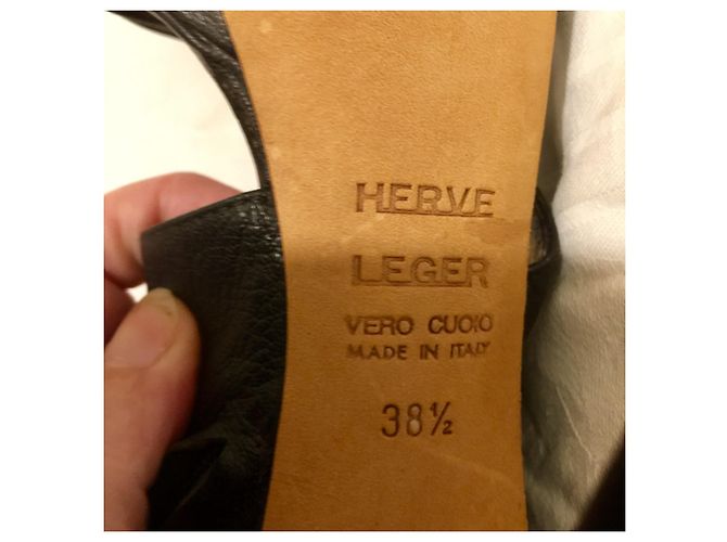 Herve Leger sexy High Heels aus schwarzem Leder - Ansicht 3