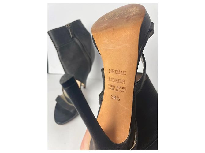 Herve Leger sexy High Heels aus schwarzem Leder - Ansicht 9