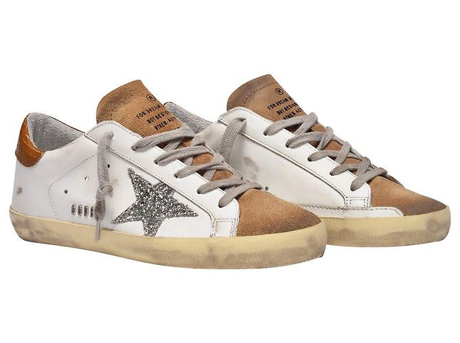 Golden Goose Cestini Super Star in Pelle Bianca e Marrone - vista 2
