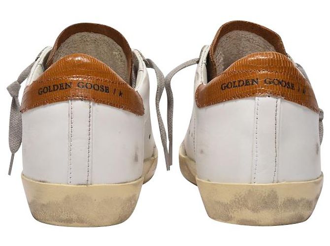 Golden Goose Cestini Super Star in Pelle Bianca e Marrone - vista 4
