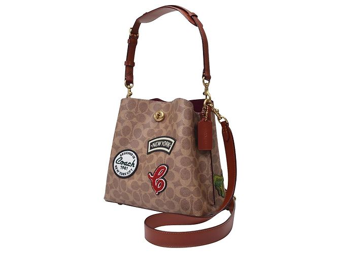Coach Borsa Secchiello Willow in Tela Marrone e Toppe - vista 2