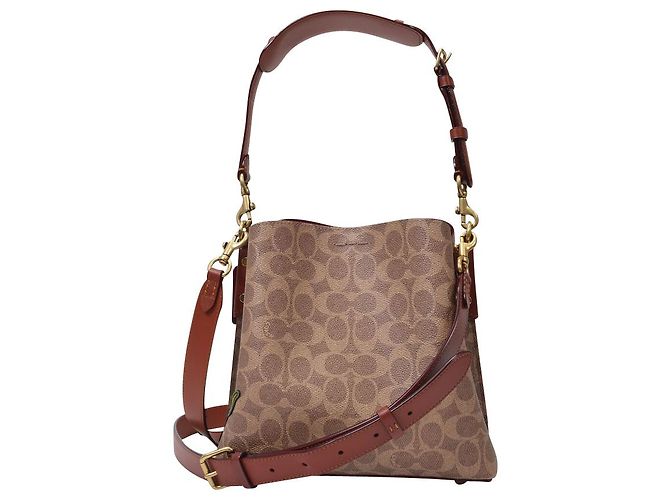 Coach Borsa Secchiello Willow in Tela Marrone e Toppe - vista 3