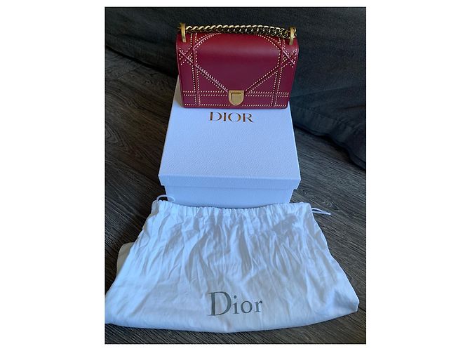 Borsa a tracolla Dior Diorama in pelle rossa Rosso - vista 8