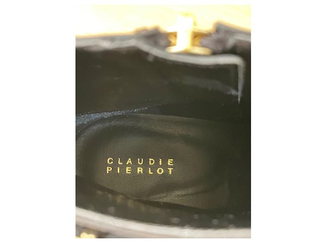 Botas de salto Claudie Pierlot em couro preto com pérolas - vista 6