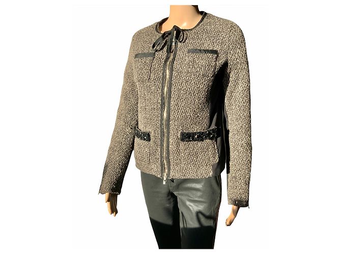 Abrigo Twin Set Marrón Negro Poliéster M Castaño - vista 7