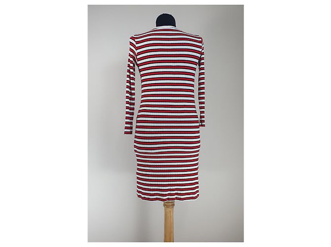 Mads Norgaard Gestreiftes Viscose Kleid Mehrfarbig Schwarz Weiß Rot Mehrfarben - Ansicht 4