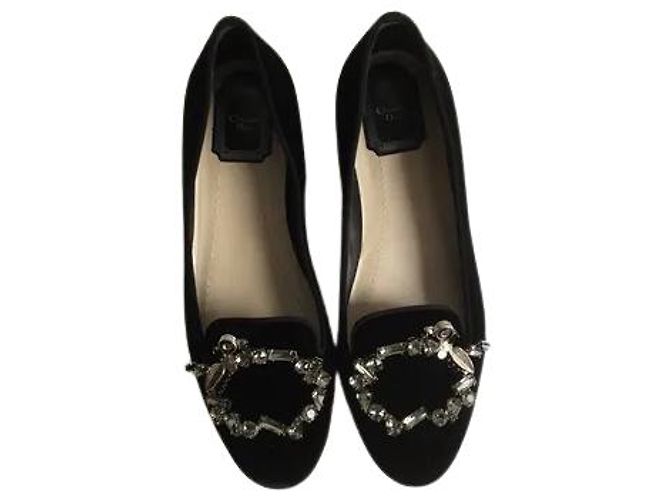CHRISTIAN DIOR Tresor Flats aus Samt 36.5 Schwarze Farbe - Ansicht 2