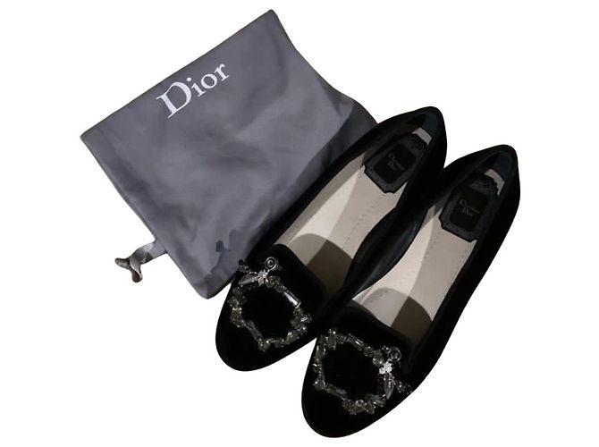 CHRISTIAN DIOR Tresor Flats aus Samt 36.5 Schwarze Farbe - Ansicht 4