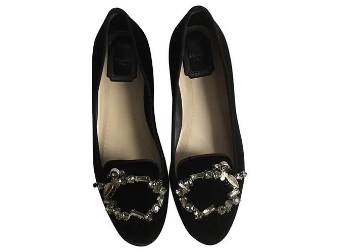 CHRISTIAN DIOR Tresor Flats aus Samt 36.5 Schwarze Farbe - Ansicht 7
