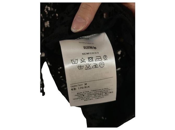Valentino Camicetta a maniche lunghe M con camicia di pizzo floreale bianca nera Nero - vista 10
