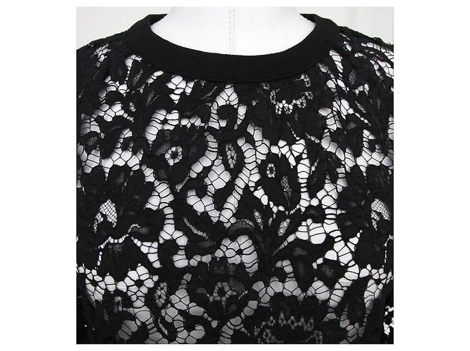 Valentino Camicetta a maniche lunghe M con camicia di pizzo floreale bianca nera Nero - vista 6