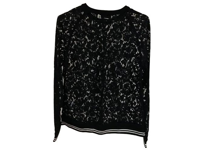 Valentino Camicetta a maniche lunghe M con camicia di pizzo floreale bianca nera Nero - vista 8