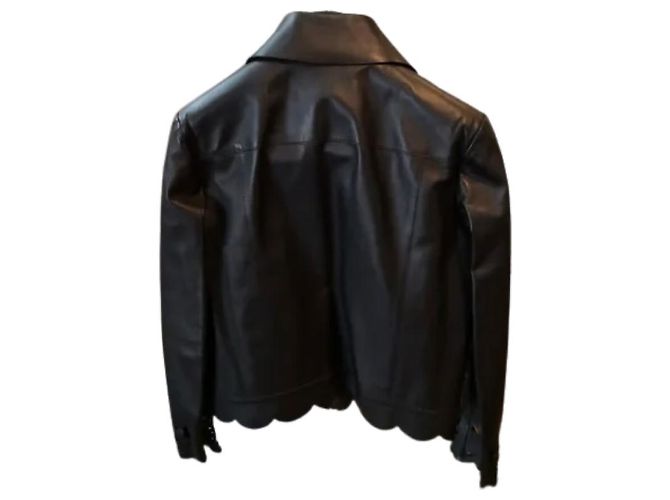 Fendi Blumenmuster Biker Lederjacke Größe L Schwarz - Ansicht 6