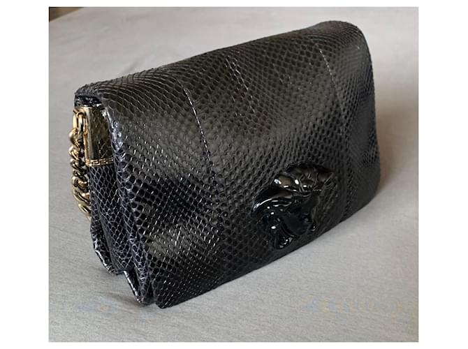 Bolsa Versace Palazzo em python preto - vista 13