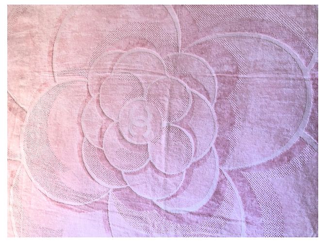 Serviette de bain Chanel Camélia en coton rose - vue 2