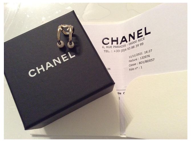 Orecchini Chanel oro e acciaio con perla coltivata Gold hardware - vista 2